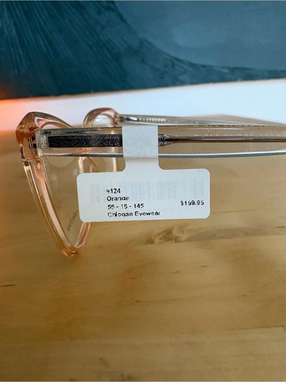 Chlogan Eyewear Oval Cat Eye Orange Peach 9124 55-15-145 NWT